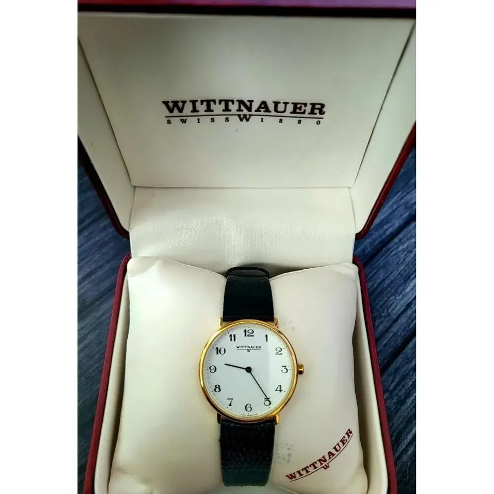 Vintage Wittnauer Mens Watch Swiss‎ Gold In Box New Battery
